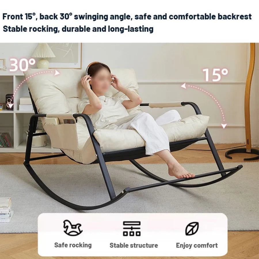 Oversized Bird Nest Rattan Rocking Chair With Cushions For Outdoor Terrace And Living Room