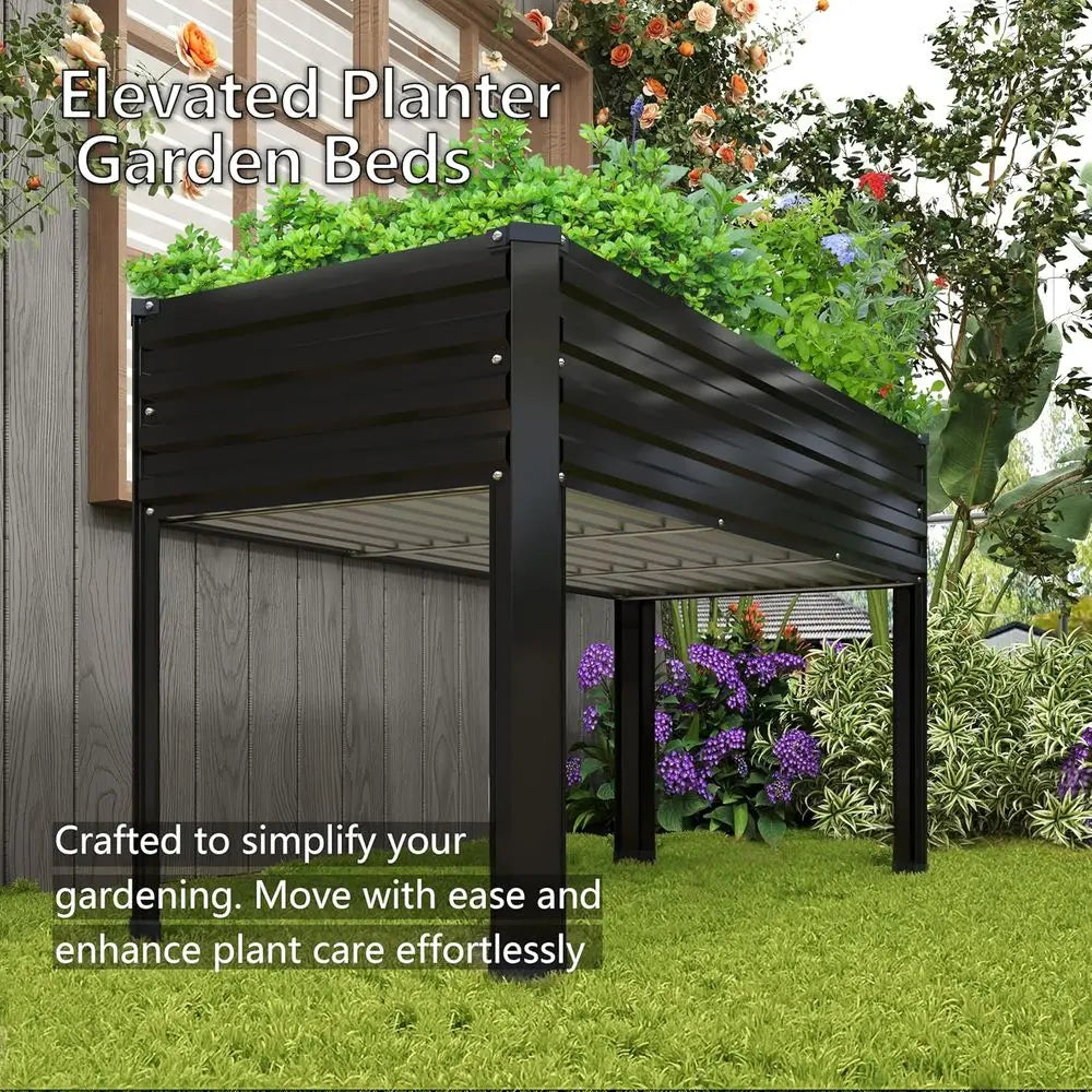 Elevated Galvanized Garden Bed Two Pack Outdoor Planter Capacity 350lbs