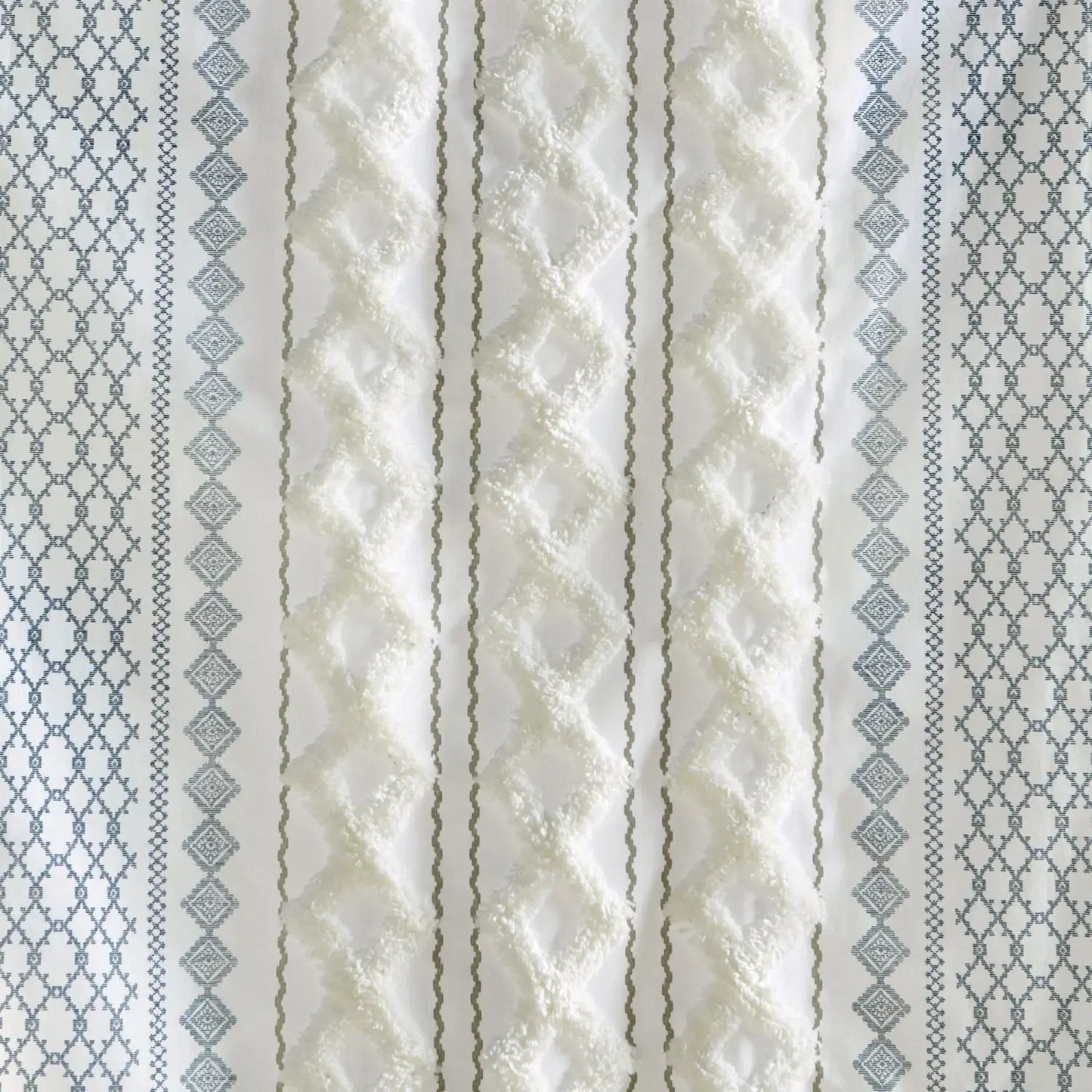 Cotton Printed Curtain Panel With Chenille Stripe Lining