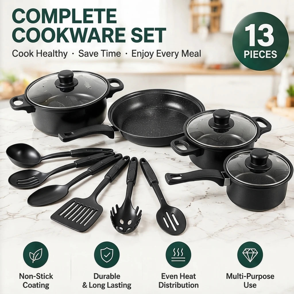 AHTOSKA Non-Stick Maifan Stone Cookware Set With Frying Pans
