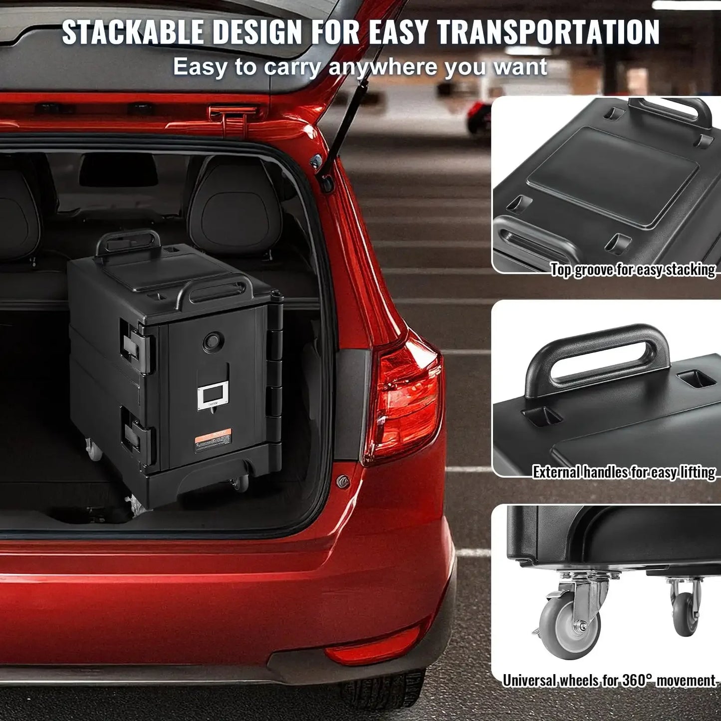 XMSJ Insulated Food Pan Carrier Stackable Catering Dishbox