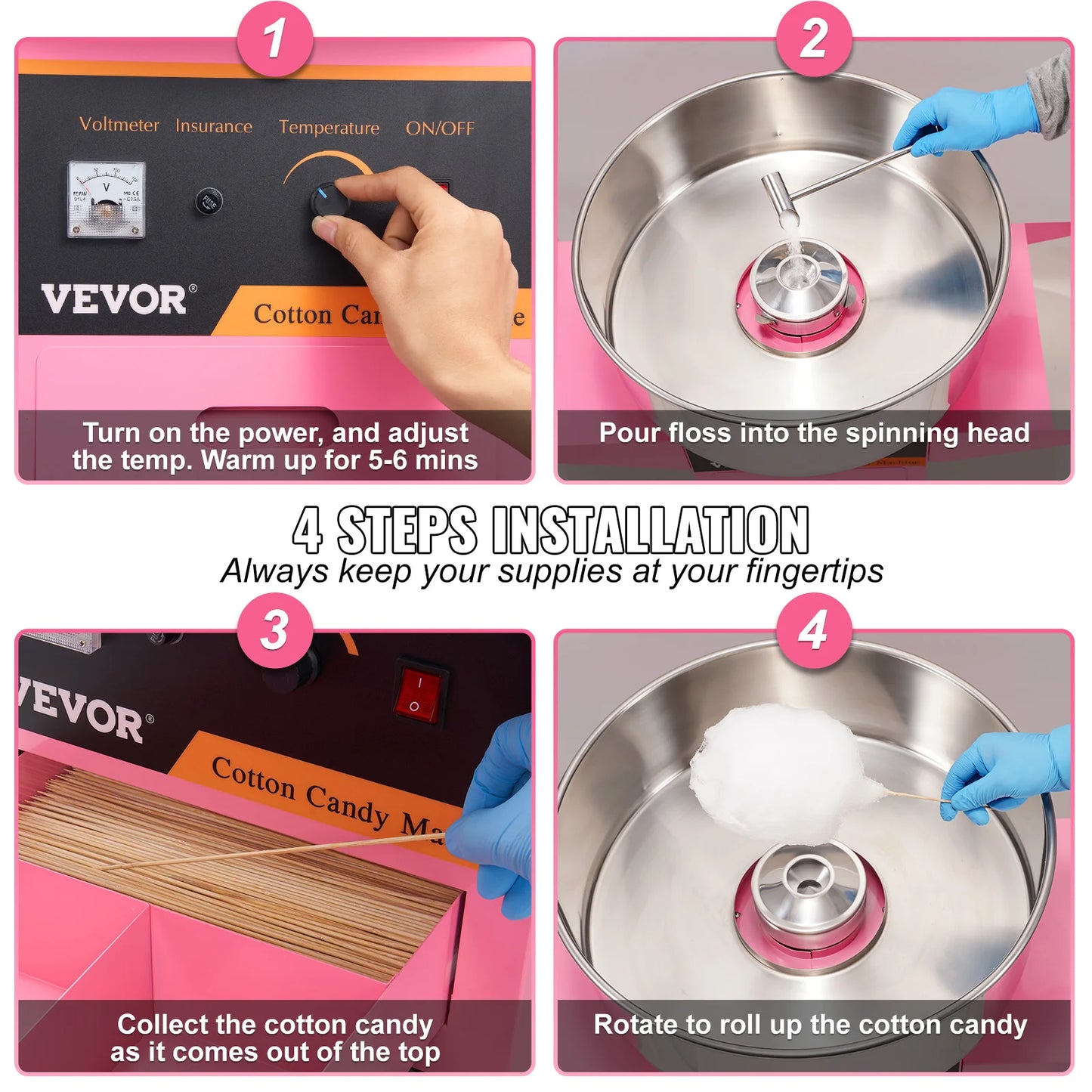 Succebuy Electric Cotton Candy Machine With Cart 1000W