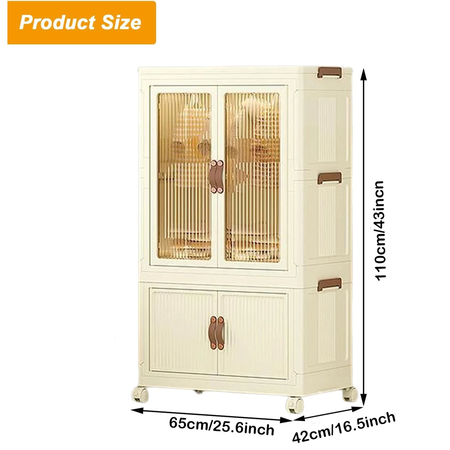 Foldable Wardrobe Cabinet With Wheels 2 Layer Clothing Storage Closet Organizer For Home Office Books And Clothes