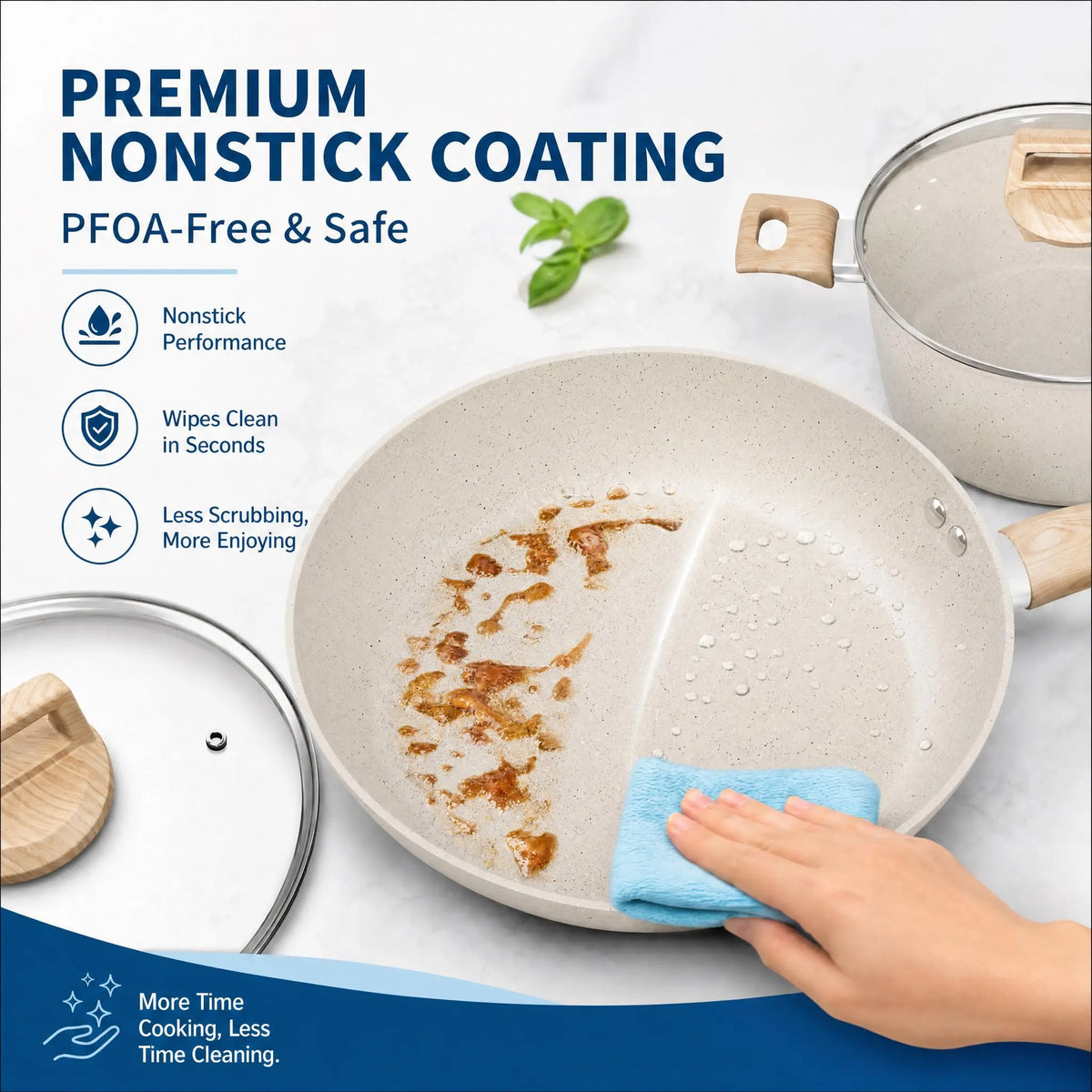Nonstick Aluminum Cookware Set With Induction Compatibility And Accessories
