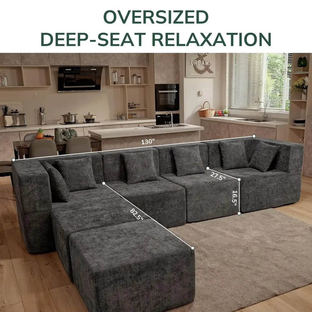 Modular Cloud Sectional Sofa Set With Ottoman For Living Room