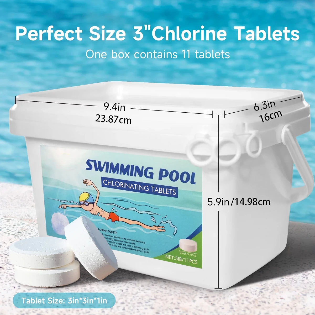 3 Inch 40 Lbs Stabilized Pool Chlorine Tablets Slow Dissolving For Hot Tubs Pools Spas
