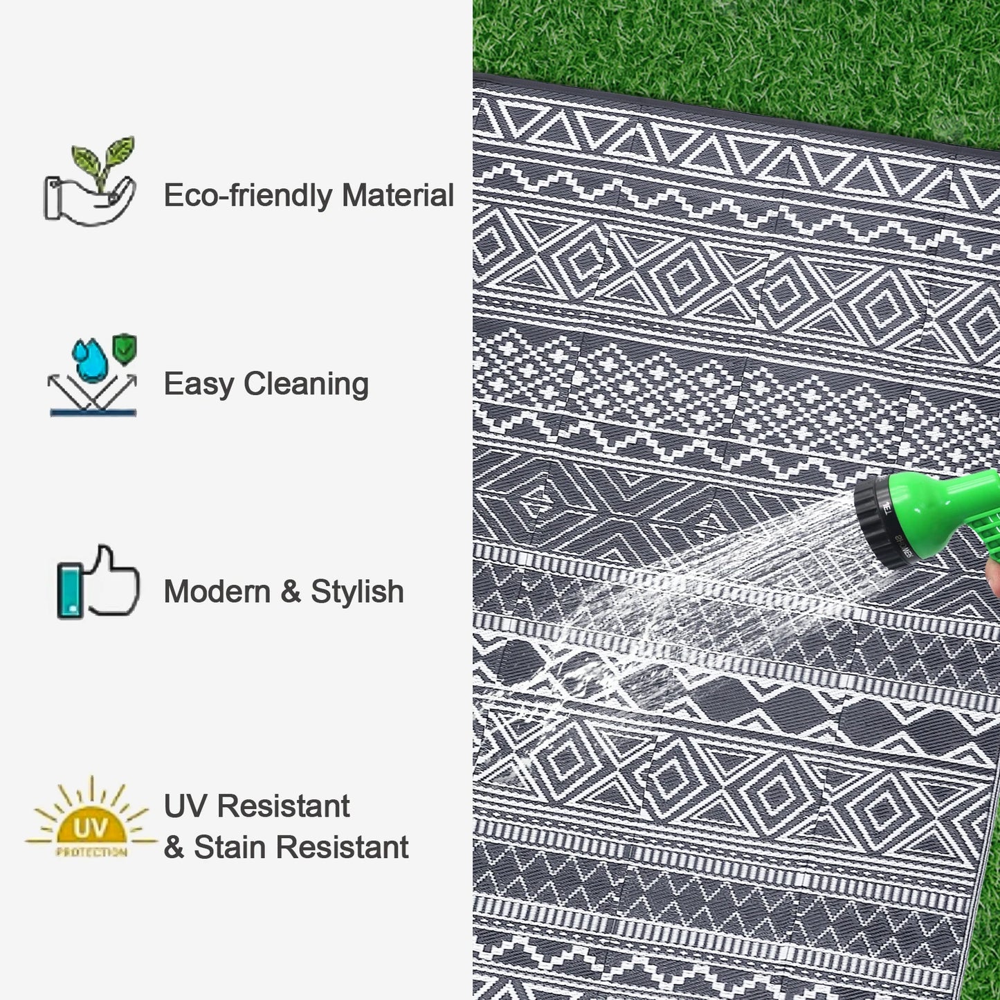 StudysetHign-concerned Outdoor Reversible Waterproof Rug