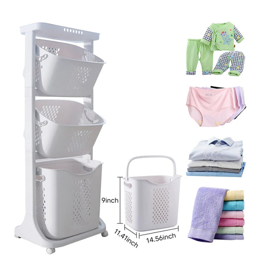 Guangdong 3 Tier Rolling Laundry Hamper Cart With Removable Baskets