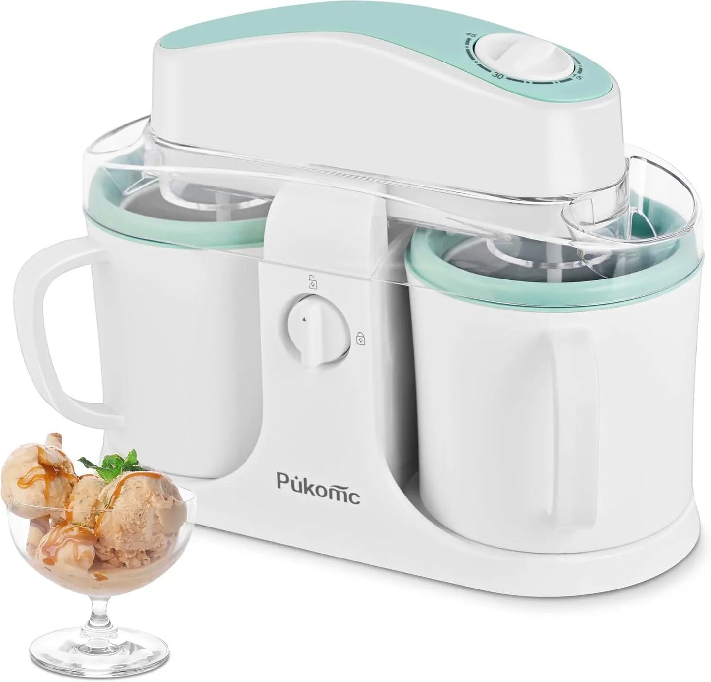 Home Ice Cream Maker With Two Bowls For Countertop Use