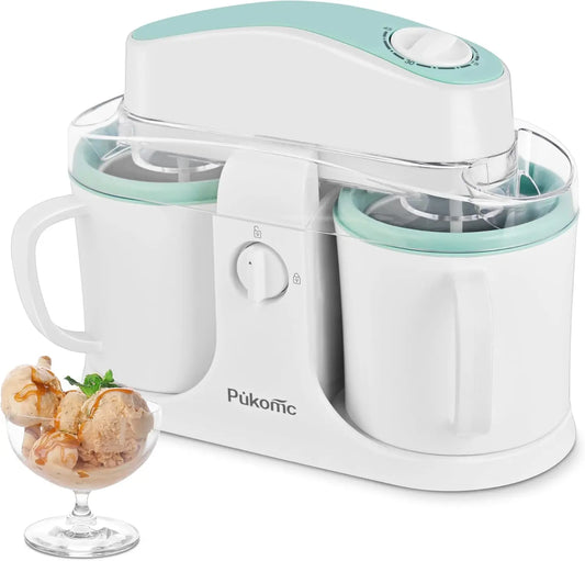 Home Ice Cream Maker With Two Bowls For Countertop Use
