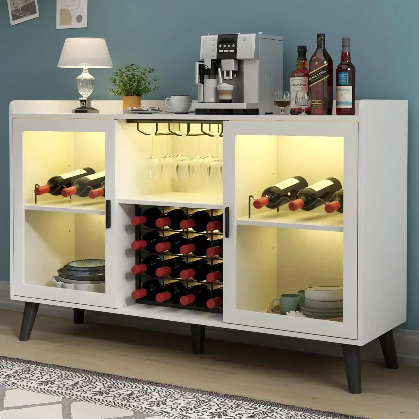 Guangbai Wine Bar Cabinet With Led Light And Glass Rack