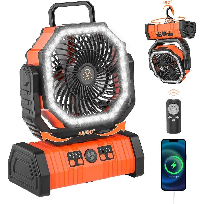 Hign Concerned Rechargeable Camping Fan With LED Lantern