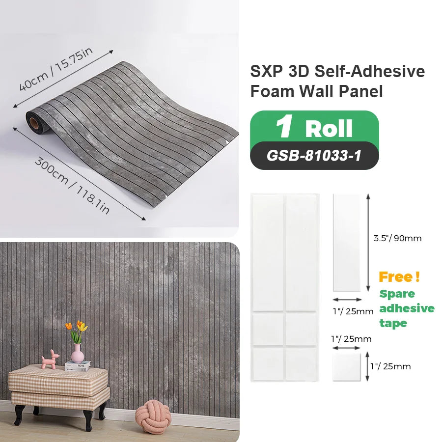 1 Roll Self-Adhesive Grid Wall Sticker SXP Wallpaper Sticker 15.75x118.11inch(12.91 Sq.Ft) Peel and Stick, Suitable for any room