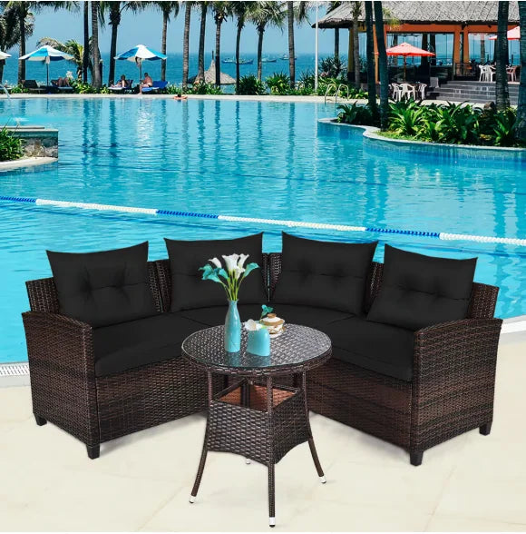 Tozey Outdoor Patio Sofa Sectional Set Weatherproof PE Rattan
