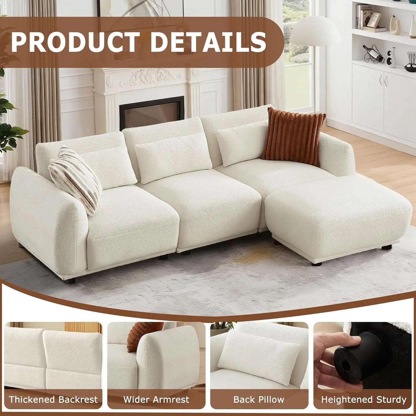 L Shaped Modular Sectional Sofa With Removable Ottoman