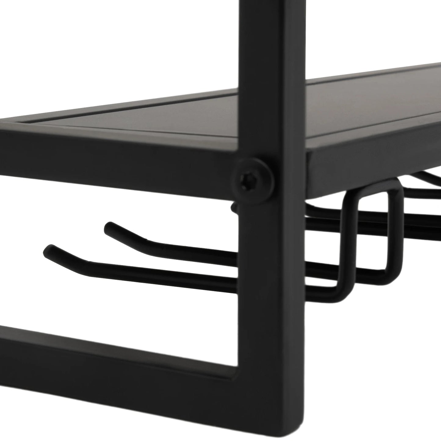 Wall Mounted Wine Rack Glass Holder 12 Bottles 7 Goblet Metal Shelf 2 Layer for Home Bar, 80cm Black