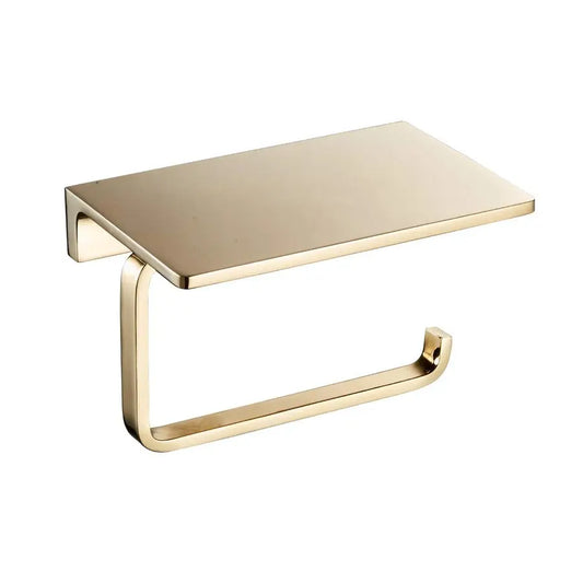 Solid Brass Bathroom Tissue Holder With Cell Phone Storage