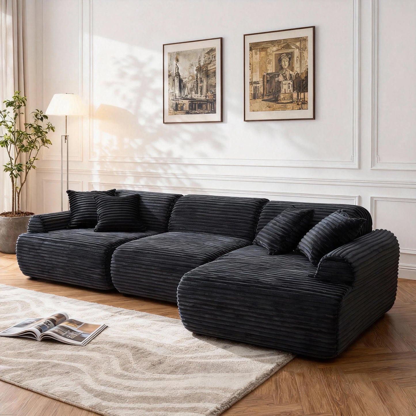 L Shaped Modular Leather Sofa For Large Family Spaces
