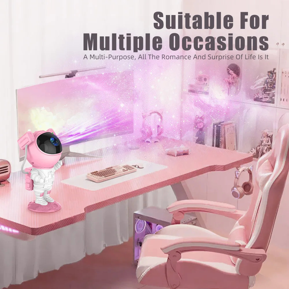 AG AceGamer Astronaut Galaxy Projector Night Light With Timer