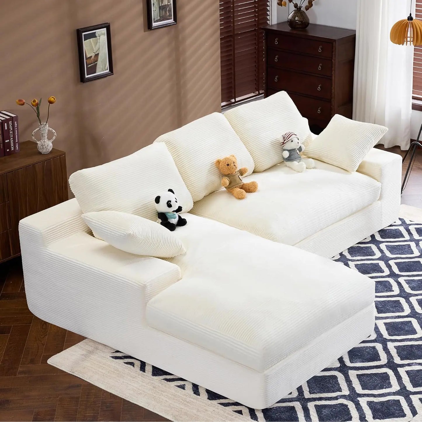 Cloud Modular Corduroy Sectional Sofa With Chaise LShaped
