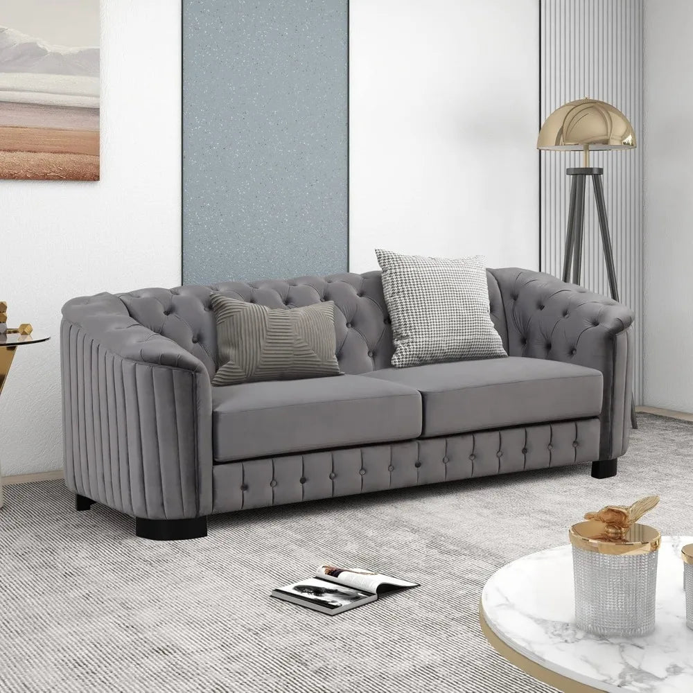 DAFIFY Velvet Chesterfield Sofa Modern 3 Seat Tufted