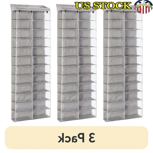 24-Shelf Over Door Closet Shoe Organizer Durable Polyester Hanging Storage Shoes Accessories Easy Identification Perfect Bedroom