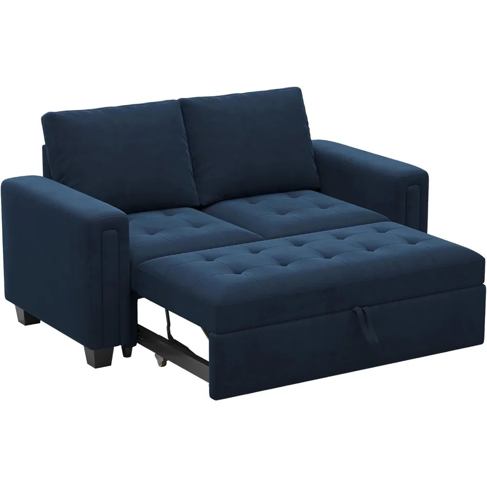 Modular Sectional Sleeper Sofa with Pull Out Couch Bed Modular Sleeper Loveseat Sectional Sofa Velvet Fabric for Living Room Ap