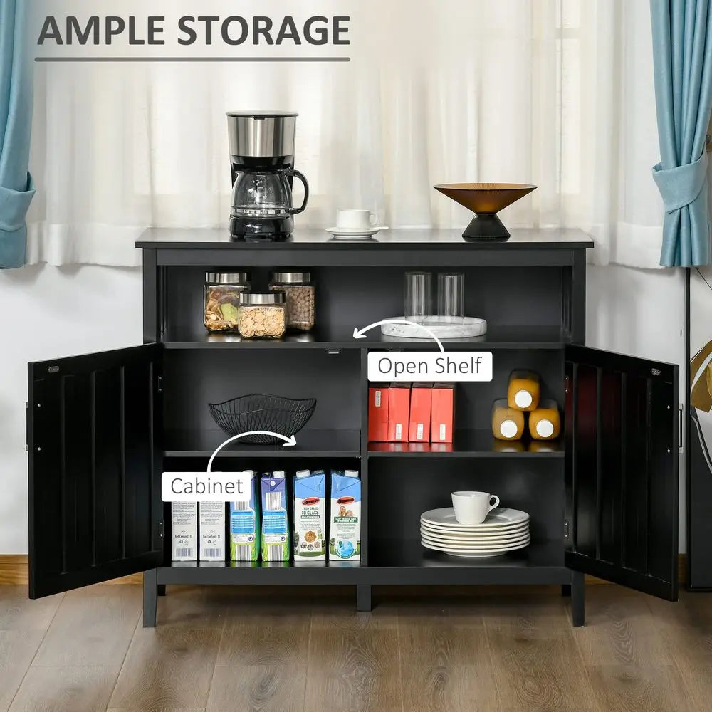 Sideboard Buffet Cabinet With Adjustable Shelves And Console Table