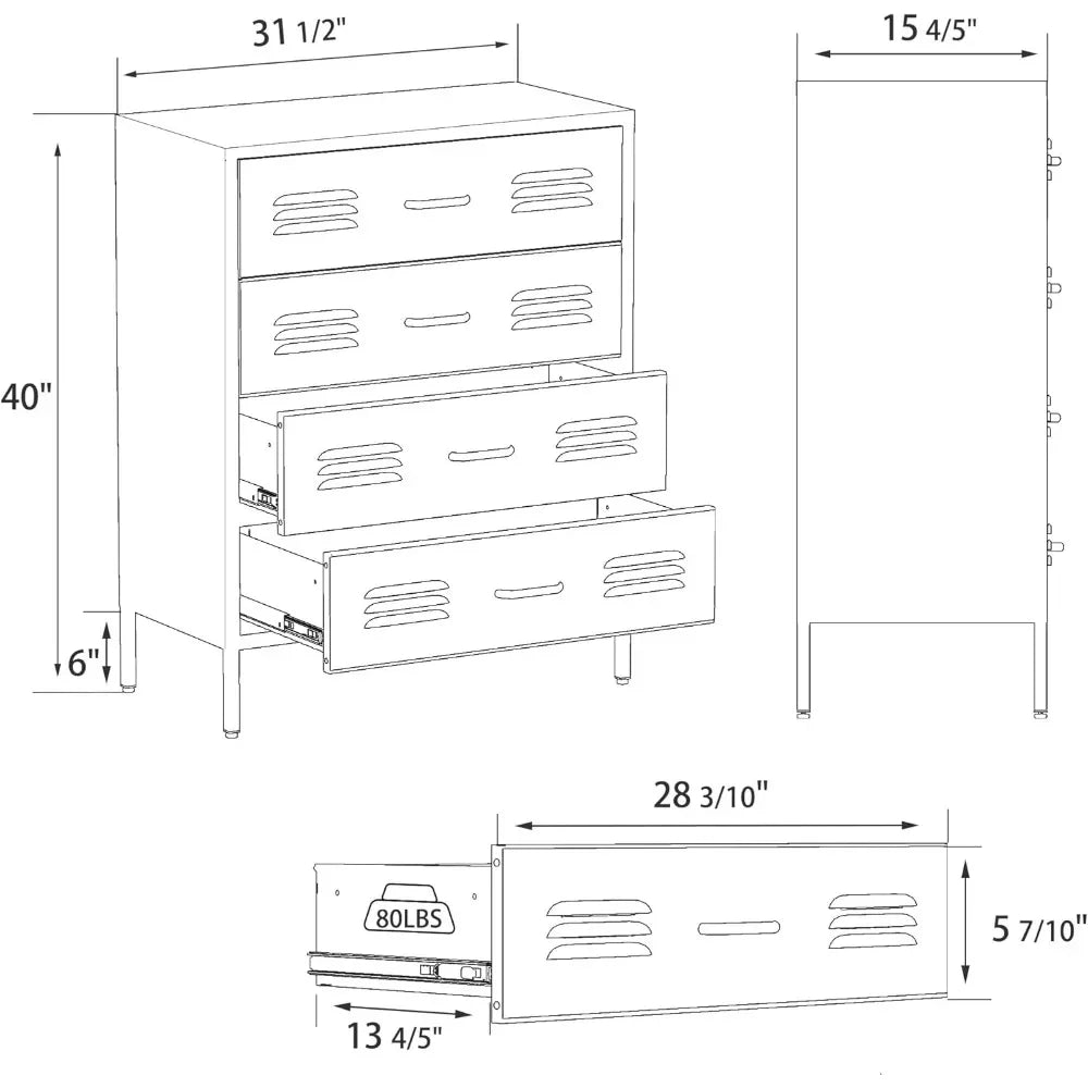 Dafify 4 Drawer Dresser For Bedroom Modern Metal Chest