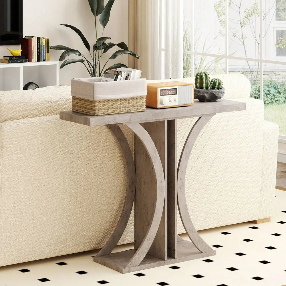 Entryway Table With Geometric Metal Frame For Living Room