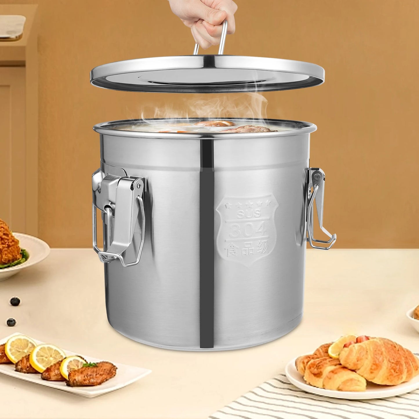 Stainless Steel Rice Storage Dispenser Bucket for Pantry
