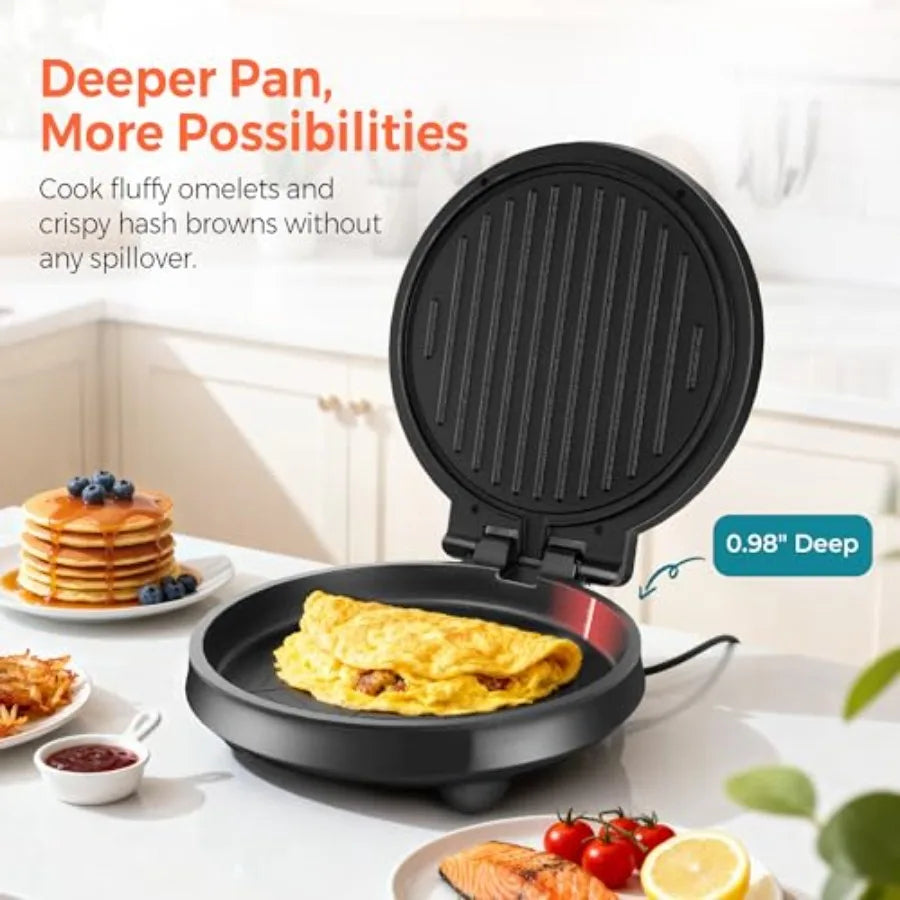 3-In-1 Electric Griddle Panini Press With Nonstick Plates