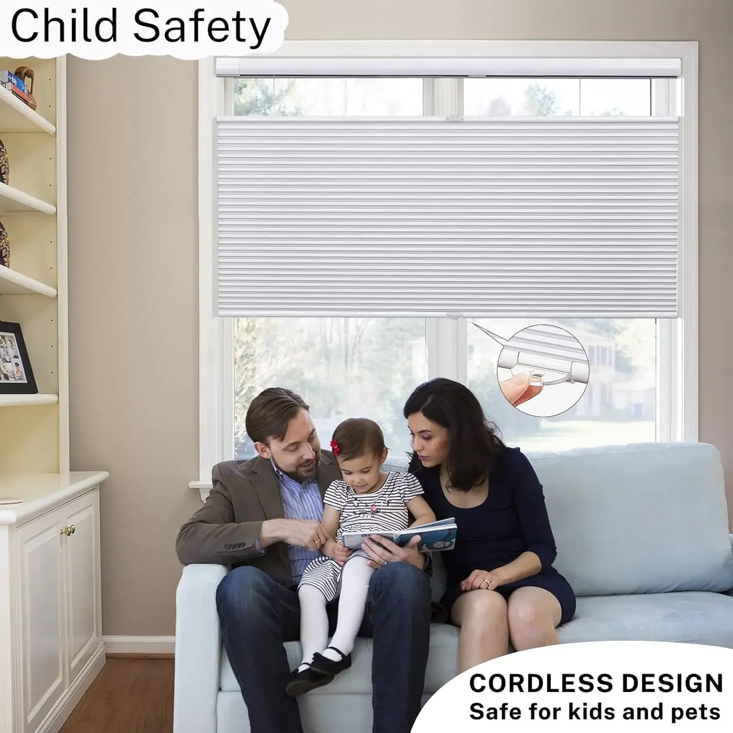 XMSJ Cordless Cellular Shades Top Down Bottom Up Blackout