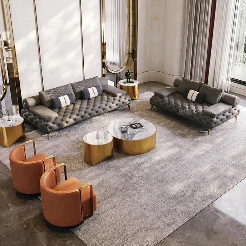 DUTRIEUXCN Italian Genuine Leather Sectional Sofa 3 Piece Set