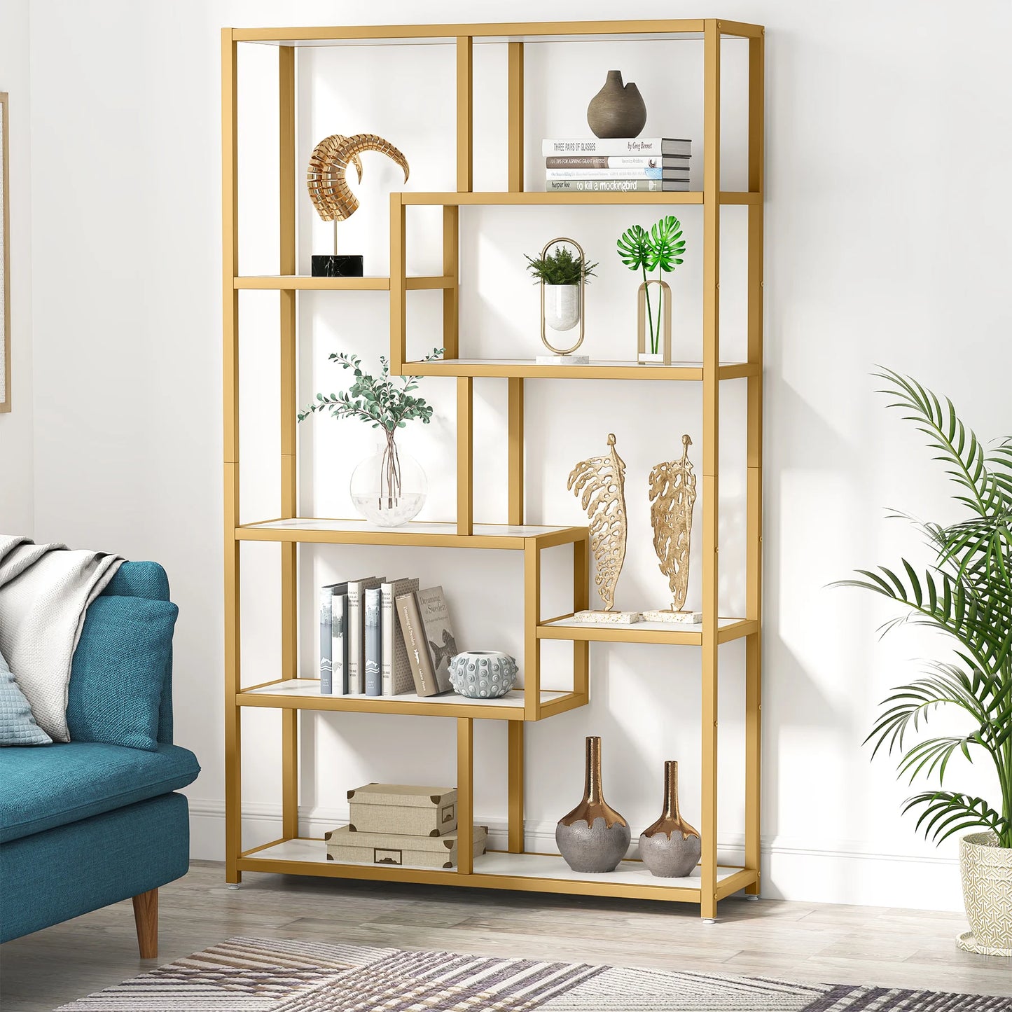 Tribesigns 5 Tier Etagere Bookcase Modern Open Shelves