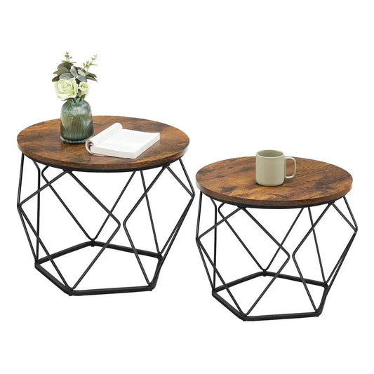 Round Coffee Table Set Of 2 With Durable Steel Frame