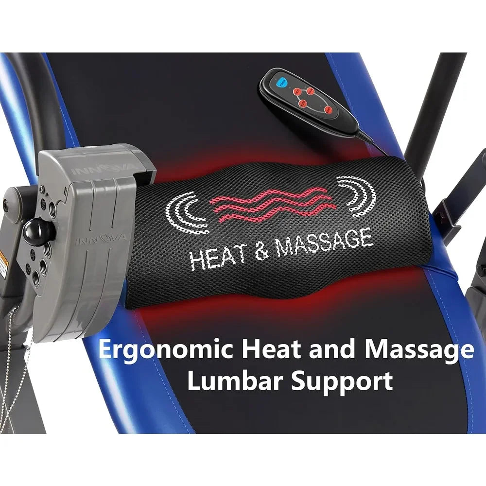 Customizable-INNOVA HEALTH AND FITNESS ITM4800 Advanced Heat And Massage Inversion Table,Black/ Blue / Gray