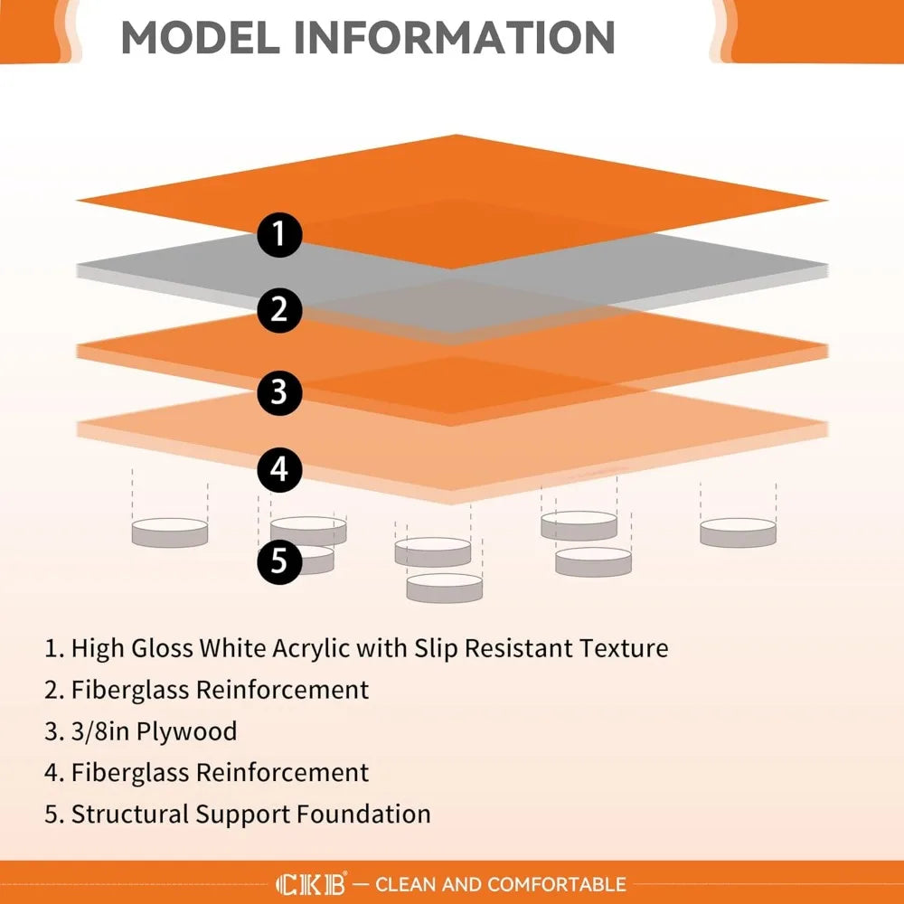 60 in L X 30" W Shower Base, Single Threshold, Right Drain with Slip Resistant Textured Surface, Shower Base
