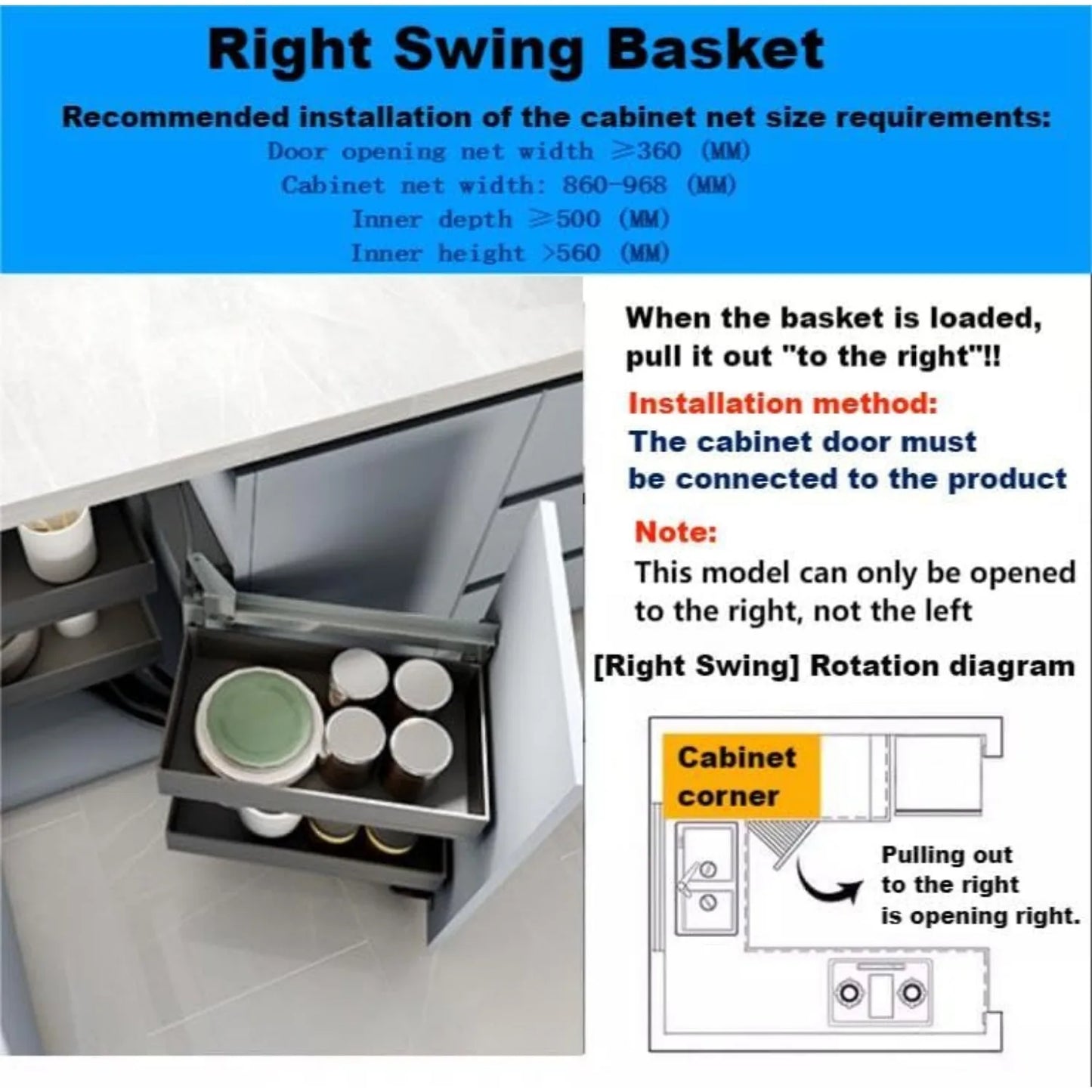 Sichuan Pull Out Cabinet Organizer Right Swing Two Tier