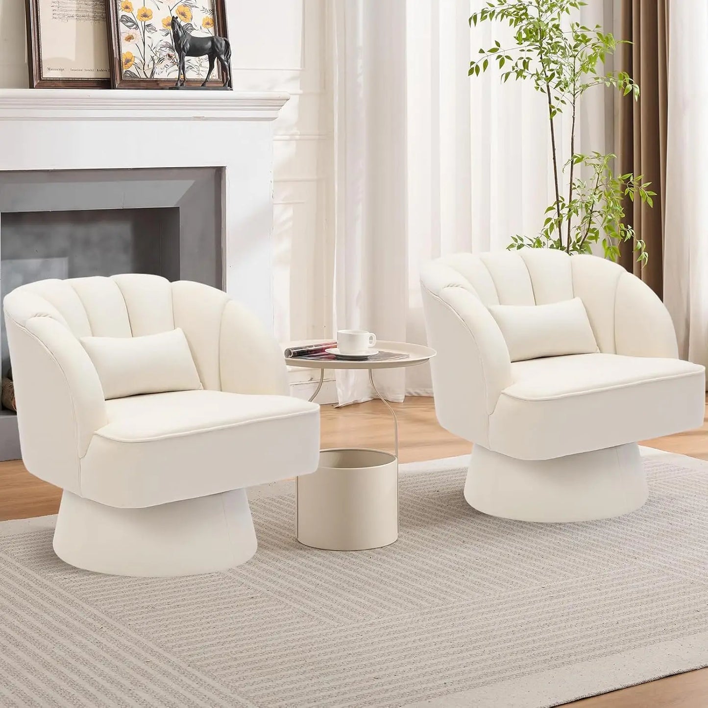 HiMISS 360 Swivel Barrel Accent Chair With Plush Upholstery