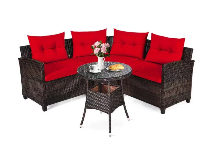 Tozey Outdoor Patio Sofa Sectional Set Weatherproof PE Rattan