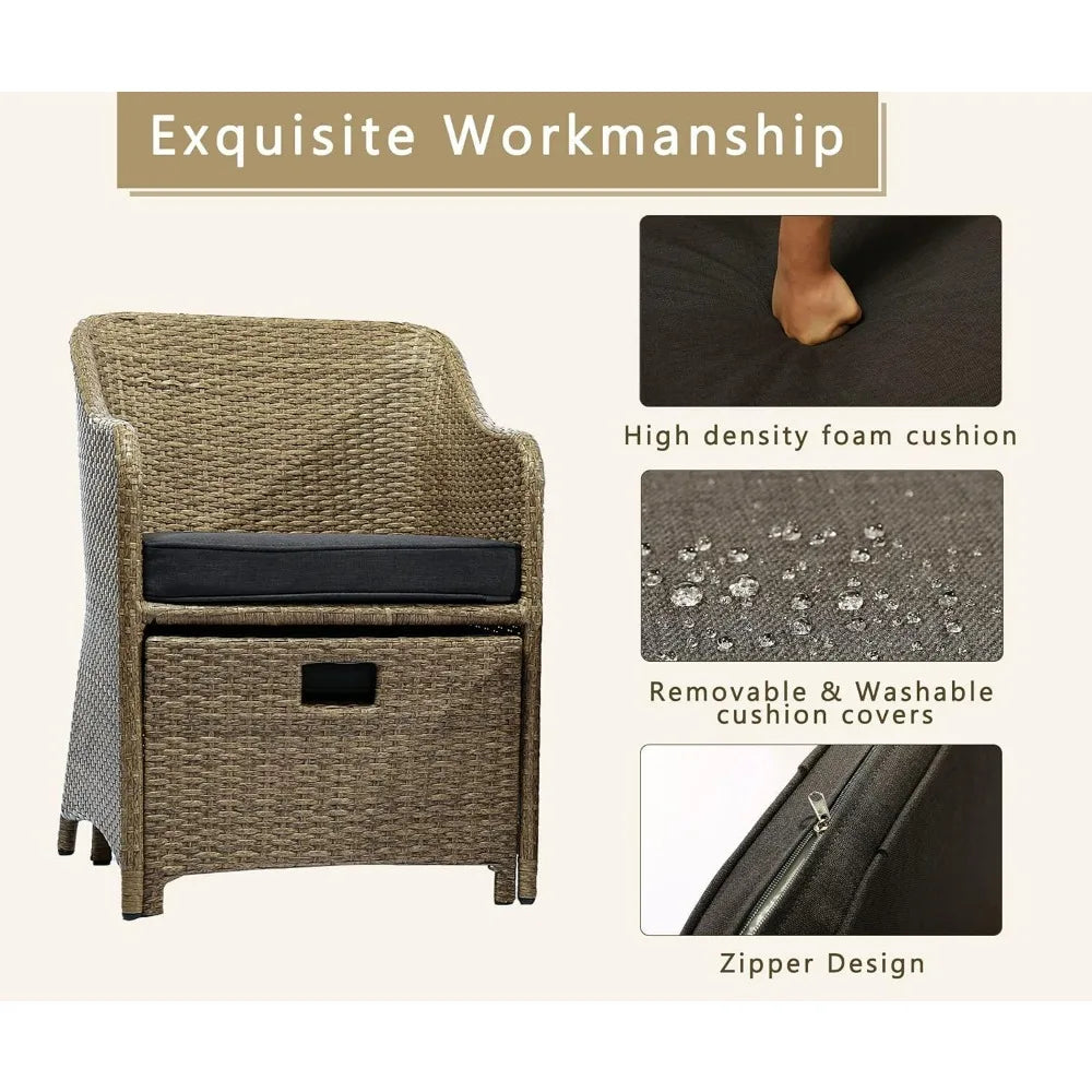 Outdoor Patio Wicker 5 Piece Set No Assembly Required