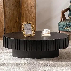 RBXC Round Fluted Drum Coffee Table For Living Room