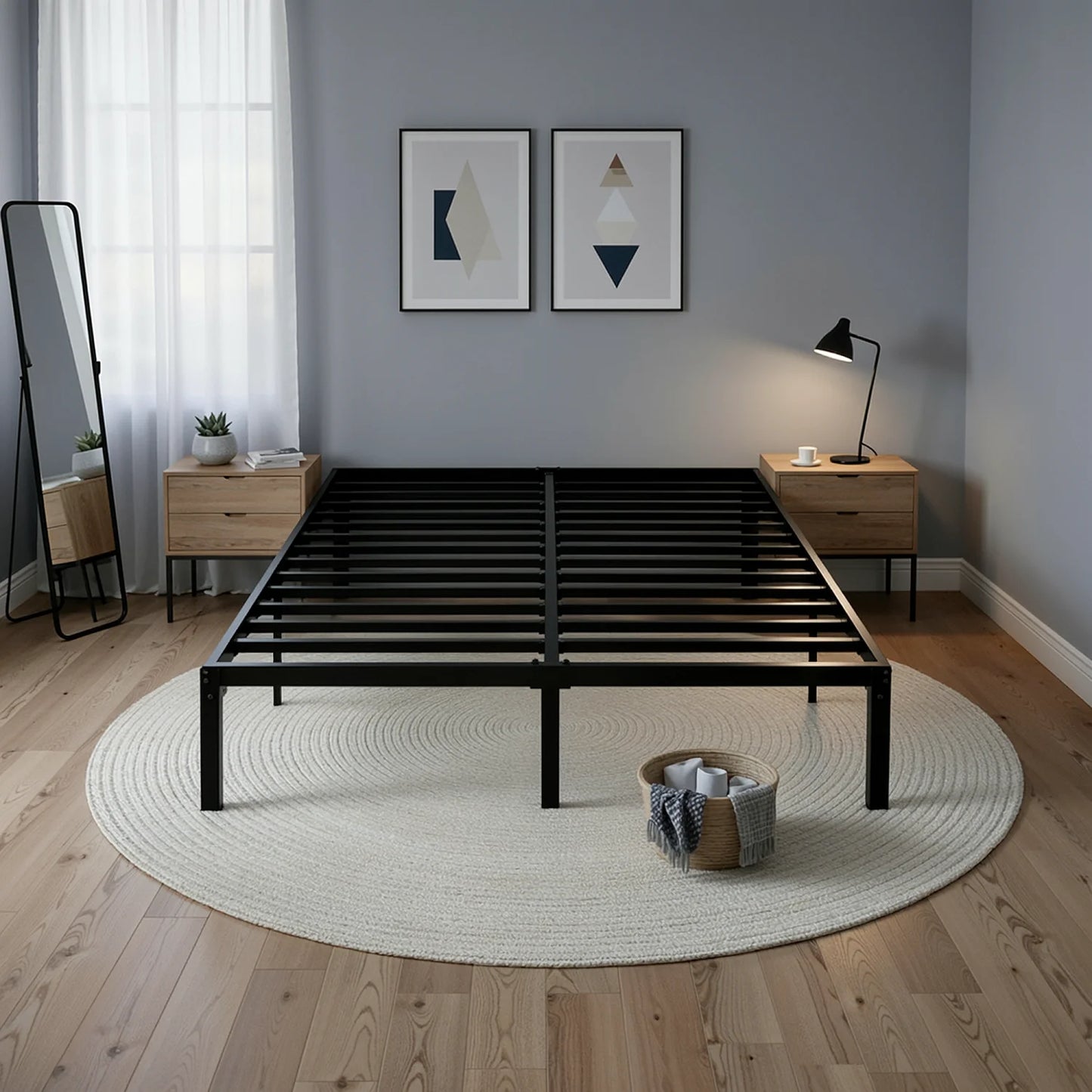 HOOMIC Heavy Duty Metal Bed Frame With Underbed Storage