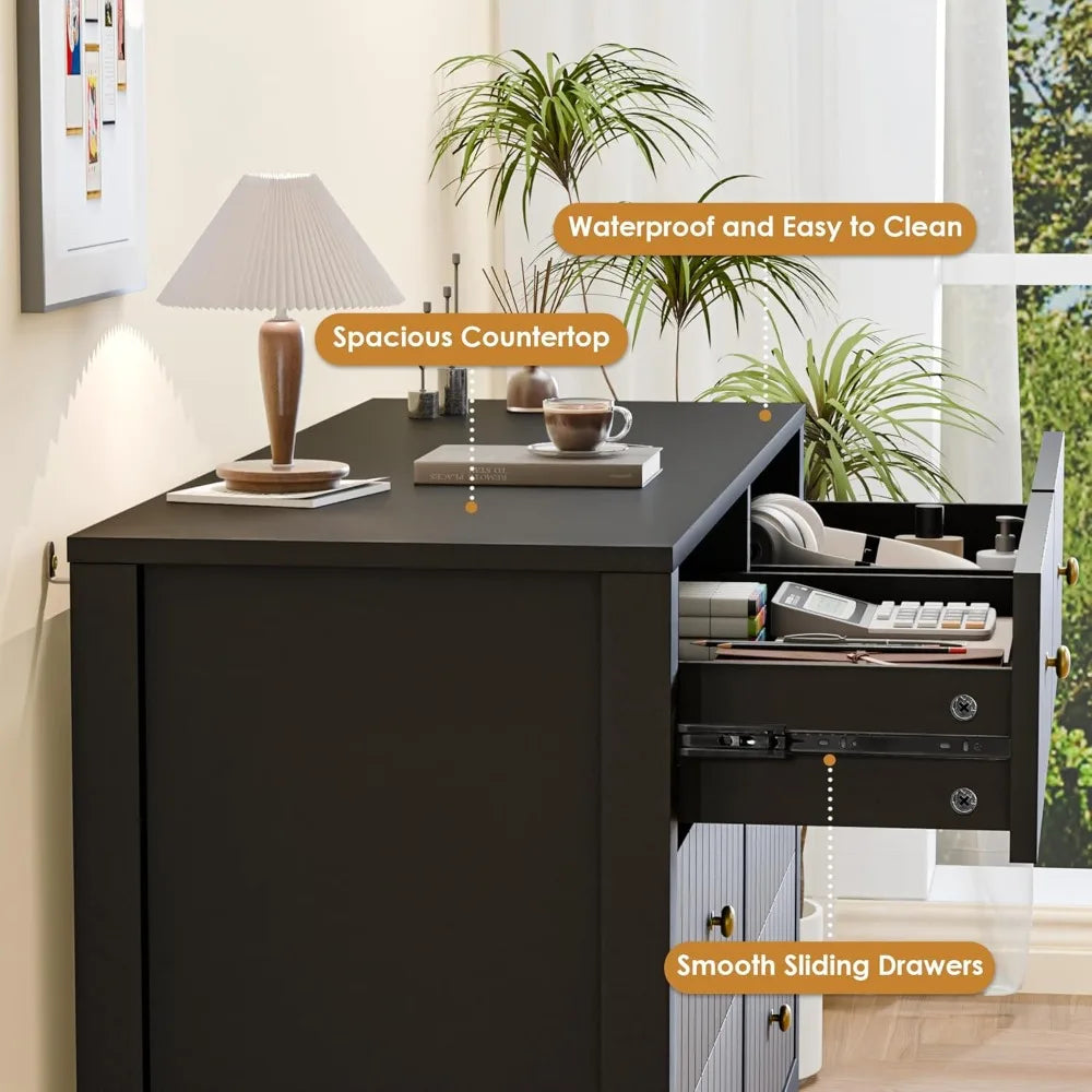 Modern Fluted 6 Drawer Chest For Bedroom And Living Room