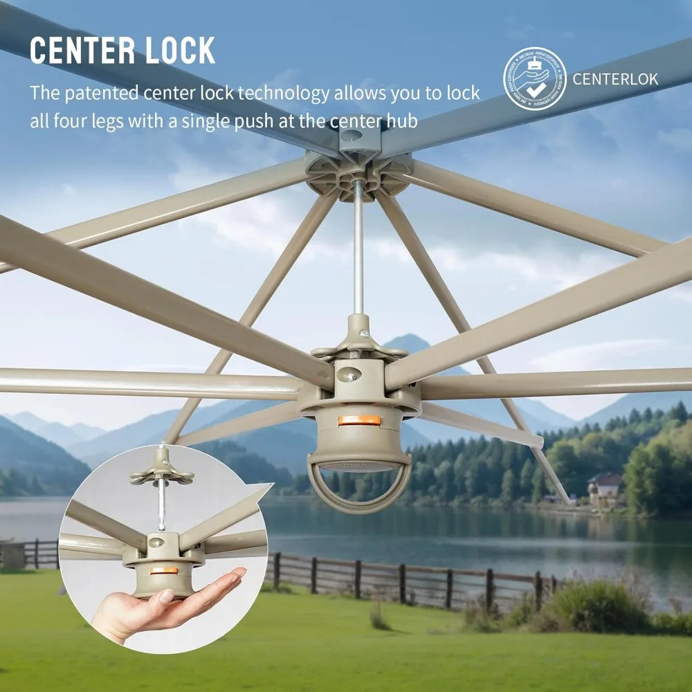 16x16 Pop up Gazebo with Mosquito Nettings, Patented Center Lock 6-Sided Portable Gazebo, 300D Silver-Coated Fabric UV Resistan