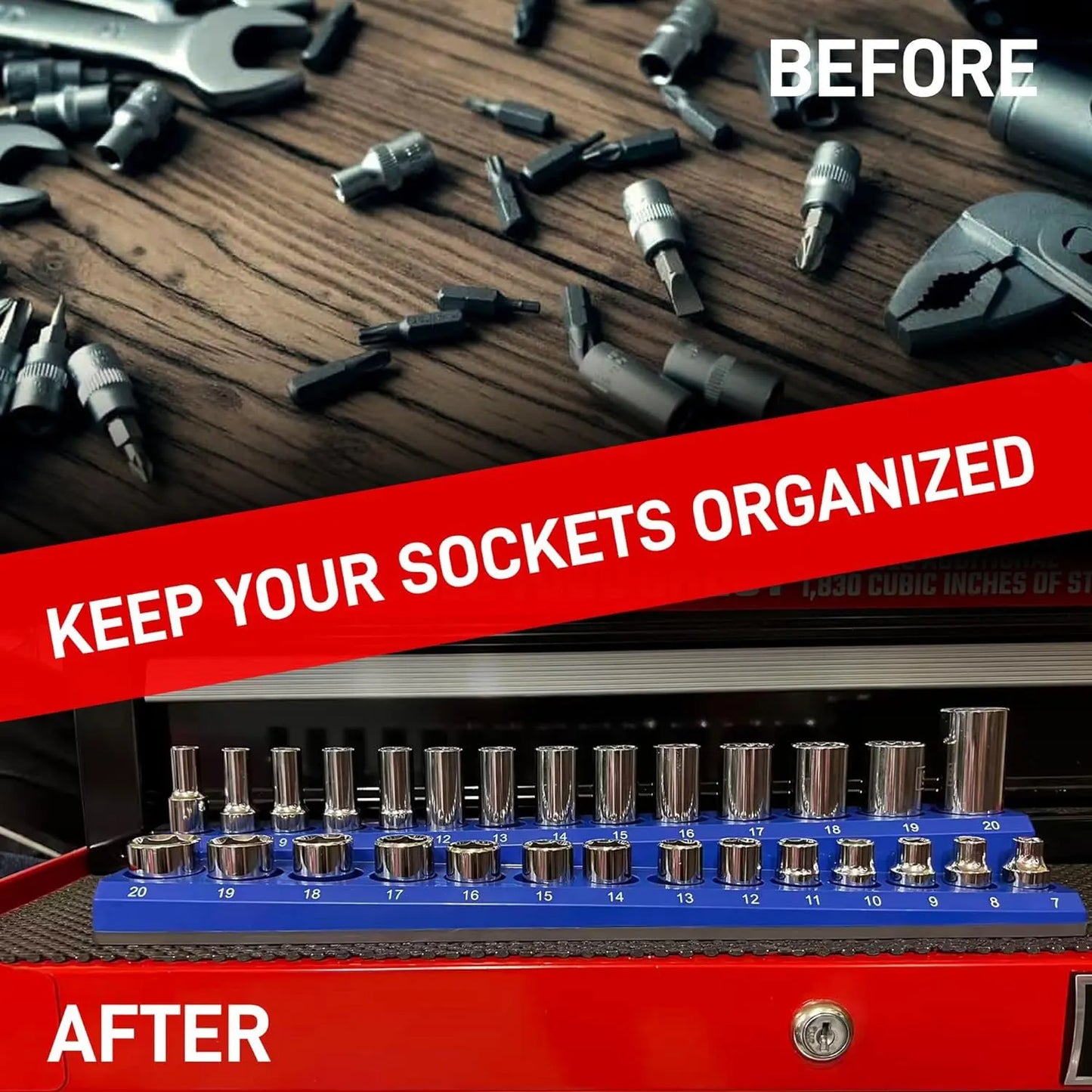 Hign-concerned Magnetic Socket Organizer 6-Piece Socket Set