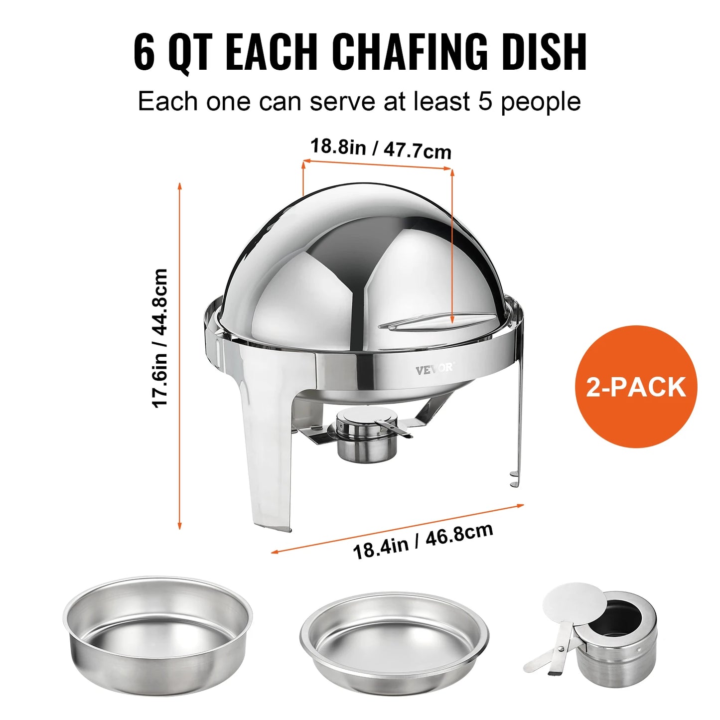 Succebuy Roll Top Chafing Dish Buffet Set 2 Pack Stainless
