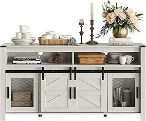 MKDK Farmhouse Buffet Cabinet Rustic Sideboard Barn Doors