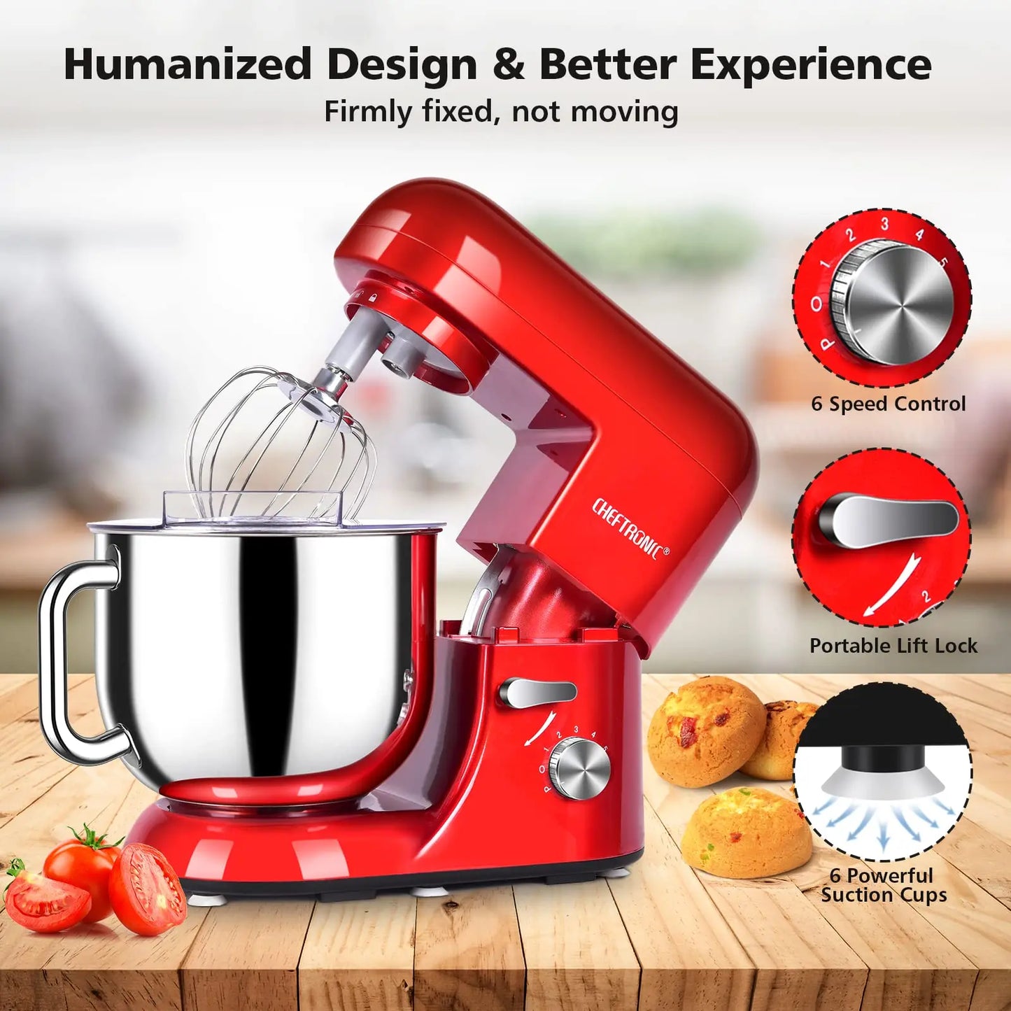 Cheftronic Stand Mixer 650W Tilt-Head Electric Kitchen Mixer